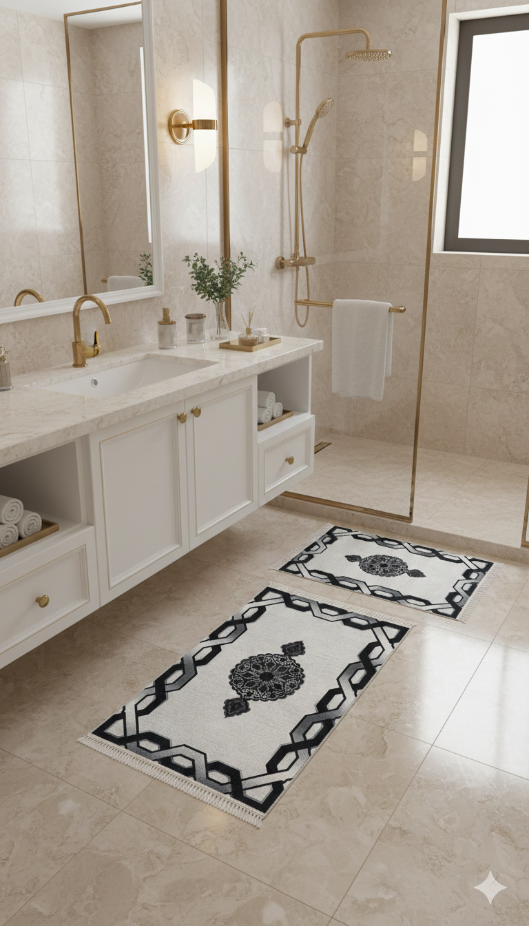 Dywanik łazienkowy 2 sztuki, antypoślizgowy, 90x60 cm i 60x40 cm