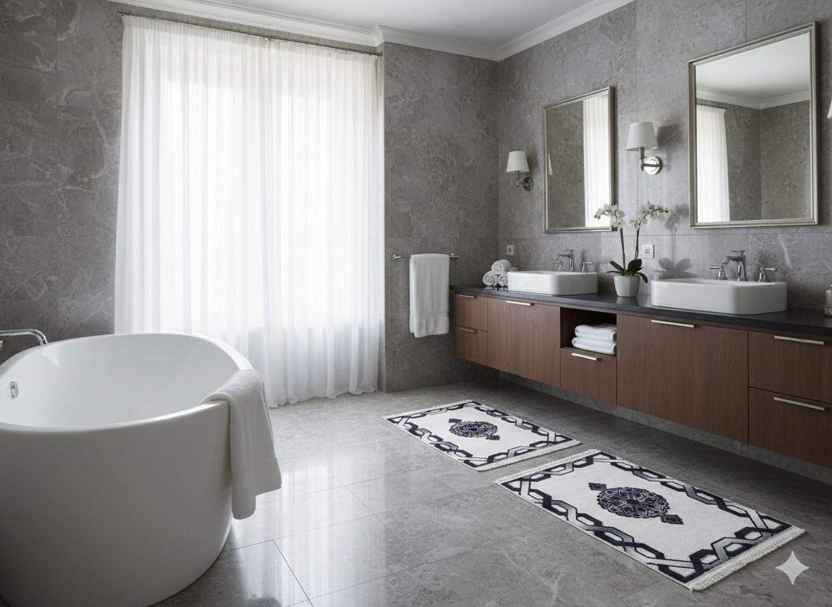 Dywanik łazienkowy 2 sztuki, antypoślizgowy, 90x60 cm i 60x40 cm