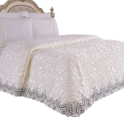 Zestaw koców do sypialni, elegancki, luksusowy, biały, 6 sztuk 235CM*245 CM