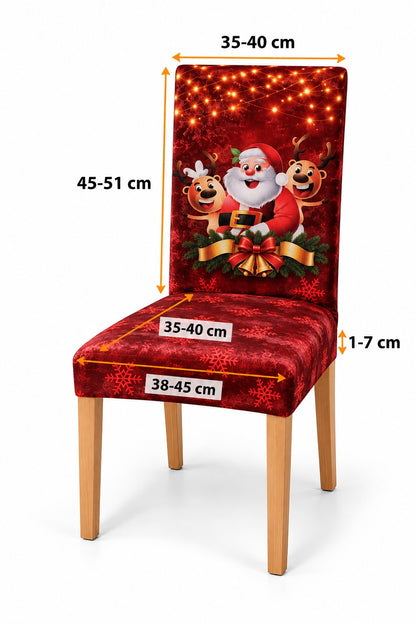 POKROWCE NA KRZESŁA ZESTAW 6 SZT. – ŚWIĄTECZNY WZÓR