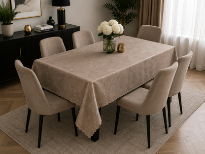 Obrus 150 × 260 cm, Cappuccino ze srebrnym marmurem