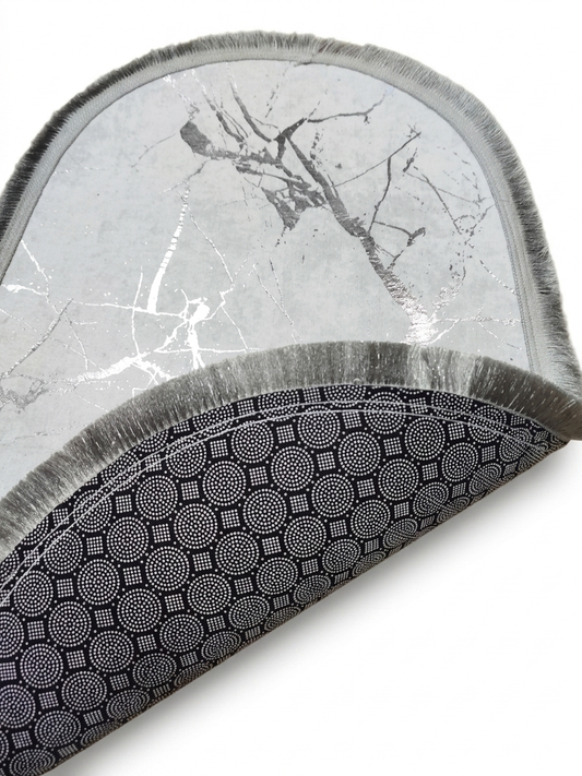 Dywaniki łazienkowe owalne/ antypoślizgowe/ 2 sztuki/ Białe & Srebrne